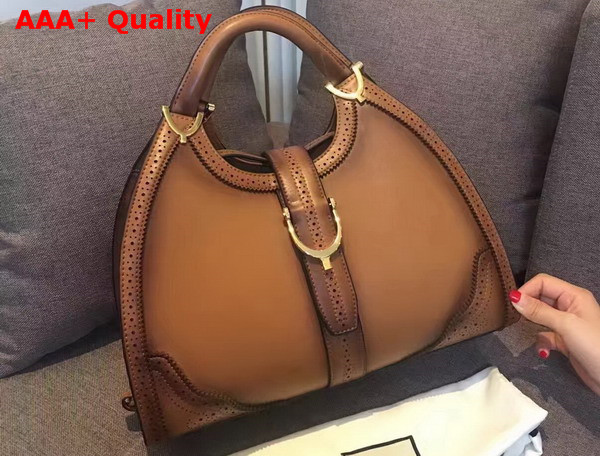 Gucci Stirrup Hobo Bag in Brown Genuine Leather Replica