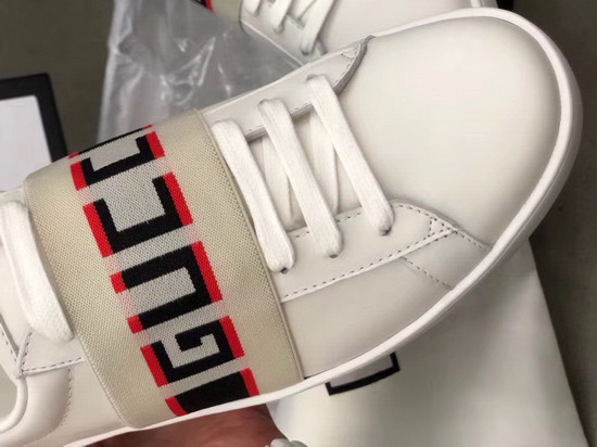 Gucci Stripe Leather Sneaker in White Leather