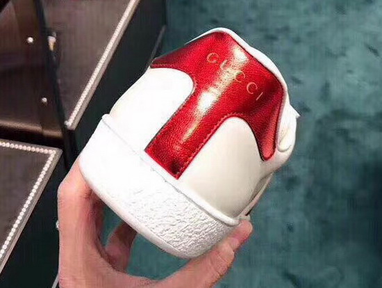 Gucci Stripe Leather Sneaker in White Leather
