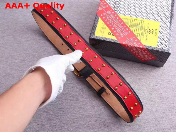 Gucci Studded Belt in Red with Double G Buckle Replica