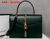 Gucci Sylvie 1969 Small Top Handle Bag in Green Leather 602781 Replica