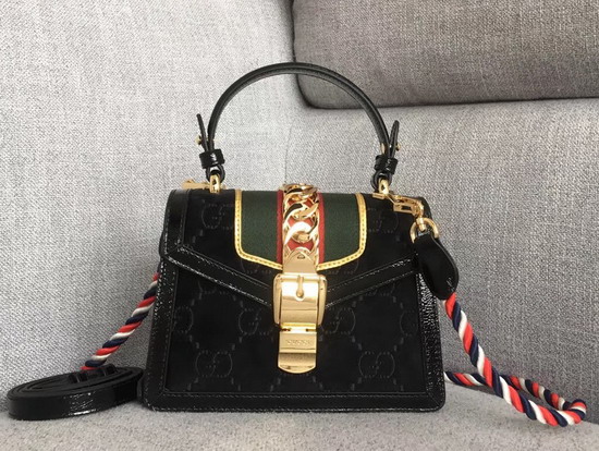 Gucci Sylvie GG Velvet Mini Bag Black GG Velvet
