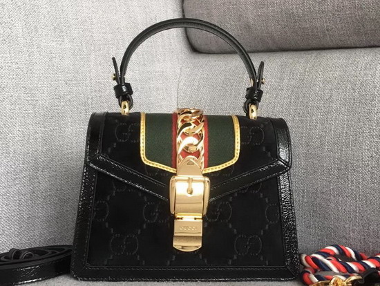 Gucci Sylvie GG Velvet Mini Bag Black GG Velvet