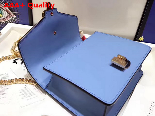 Gucci Sylvie Leather Mini Chain Bag Light Blue Leather Replica