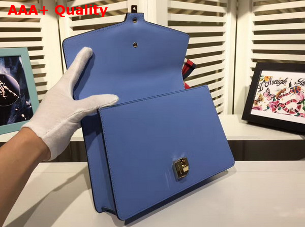 Gucci Sylvie Leather Shoulder Bag in Light Blue Leather Replica