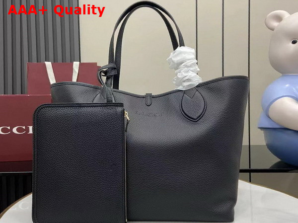 Gucci Totissima Large Reversible Tote Bag in Black Leather 839112 Replica