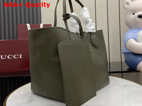 Gucci Totissima Large Reversible Tote Bag in Dark Green Leather 839112 Replica