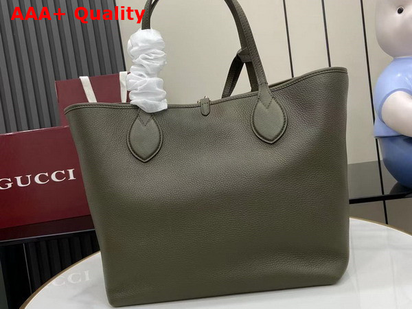 Gucci Totissima Large Reversible Tote Bag in Dark Green Leather 839112 Replica