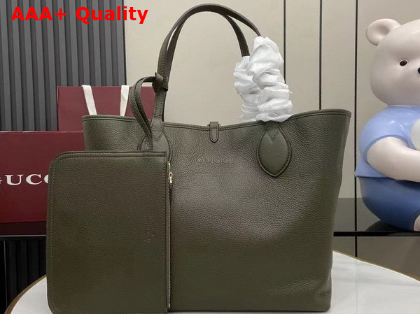 Gucci Totissima Large Reversible Tote Bag in Dark Green Leather 839112 Replica