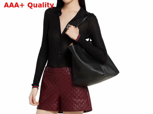 Gucci Totissima Medium Reversible Tote Bag in Black Leather 839112 Replica