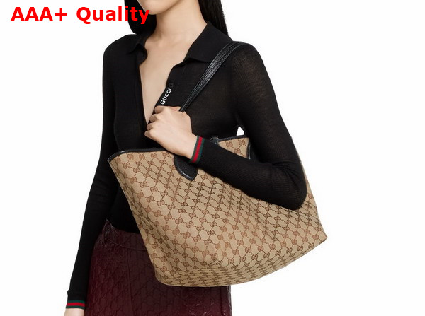 Gucci Totissima Medium Reversible Tote Bag in Black Leather 839112 Replica