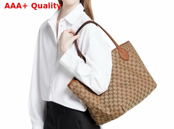 Gucci Totissima Medium Reversible Tote Bag in Brown Leather 839112 Replica