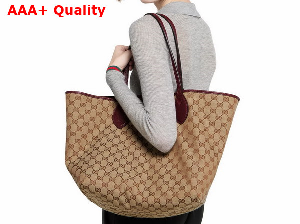 Gucci Totissima Medium Reversible Tote Bag in Rosso Ancora Red Leather 839112 Replica