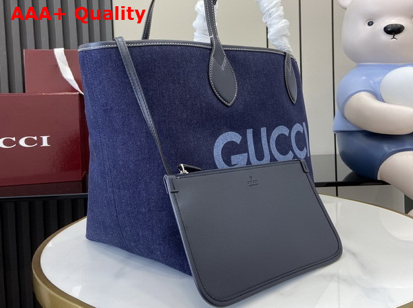 Gucci Totissima Medium Reversible Tote in Dark Blue Denim 820481 Replica