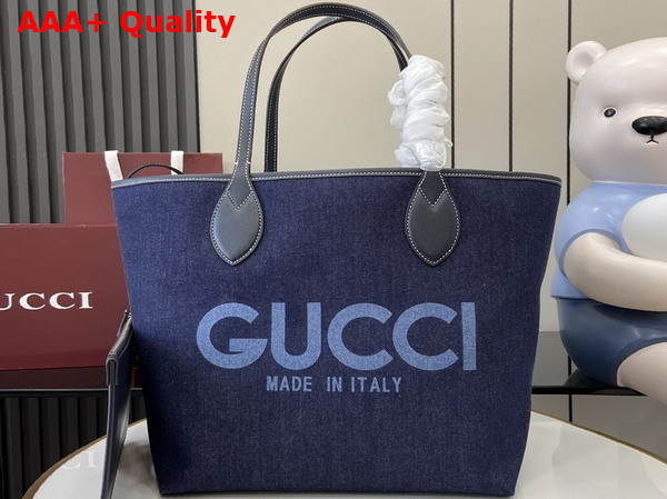 Gucci Totissima Medium Reversible Tote in Dark Blue Denim 820481 Replica