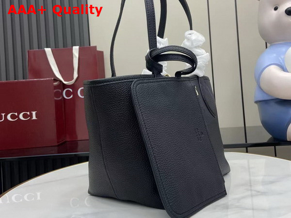 Gucci Totissima Small Reversible Tote Bag in Black Grainy Leather 839124 Replica