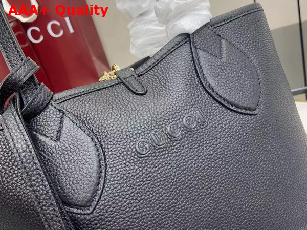 Gucci Totissima Small Reversible Tote Bag in Black Grainy Leather 839124 Replica