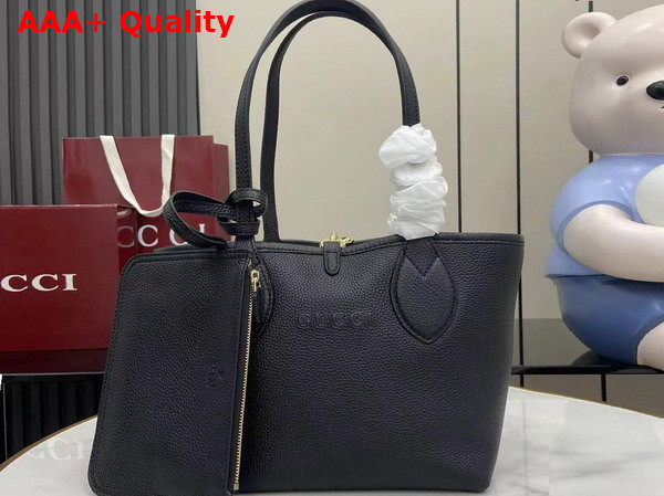 Gucci Totissima Small Reversible Tote Bag in Black Grainy Leather 839124 Replica