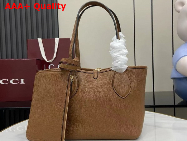 Gucci Totissima Small Reversible Tote Bag in Brown Grainy Leather 839124 Replica