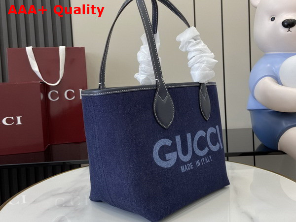 Gucci Totissima Small Reversible Tote in Dark Blue Denim 820496 Replica