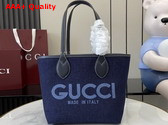 Gucci Totissima Small Reversible Tote in Dark Blue Denim 820496 Replica