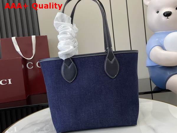 Gucci Totissima Small Reversible Tote in Dark Blue Denim 820496 Replica