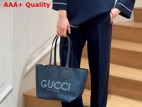 Gucci Totissima Small Reversible Tote in Dark Blue Denim 820496 Replica