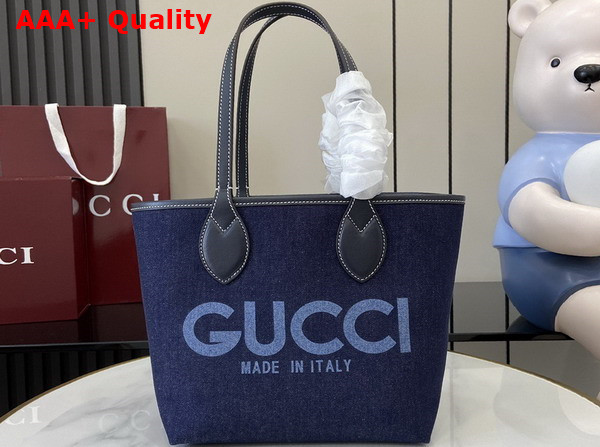 Gucci Totissima Small Reversible Tote in Dark Blue Denim 820496 Replica