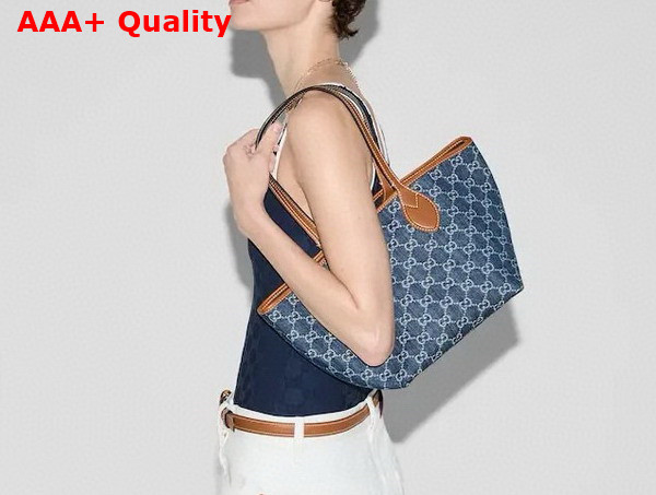 Gucci Totissima Small Tote Bag in Blue GG Denim 820496 Replica