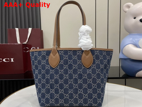 Gucci Totissima Small Tote Bag in Blue GG Denim 820496 Replica