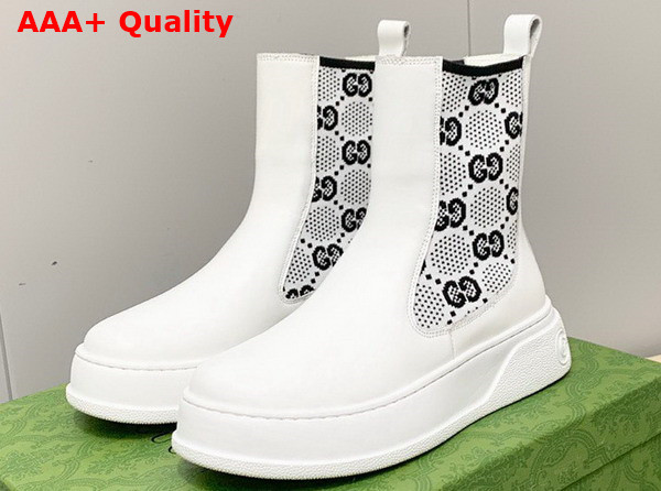 Gucci Womens Boot with GG Jersey White Leather 718718 Replica