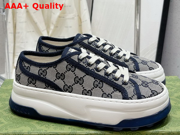 Gucci Womens GG Sneaker in Beige and Blue Original GG Canvas 746766 Replica