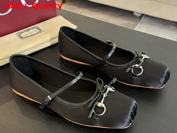 Gucci Womens Gucci Horsebit Ballet Flat in Black Stain 814321 Replica