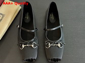 Gucci Womens Gucci Horsebit Ballet Flat in Black Stain 814321 Replica