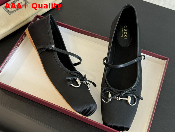 Gucci Womens Gucci Horsebit Ballet Flat in Black Stain 814321 Replica