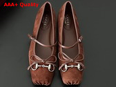 Gucci Womens Gucci Horsebit Ballet Flat in Brown Suede 814413 Replica