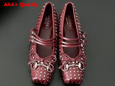Gucci Womens Gucci Horsebit Ballet Flat in Gucci Rosso Ancora Red Leather with Allover Studs Detail 821218 Replica