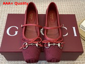 Gucci Womens Gucci Horsebit Ballet Flat in Gucci Rosso Ancora Red Original GG Canvas 821220 Replica