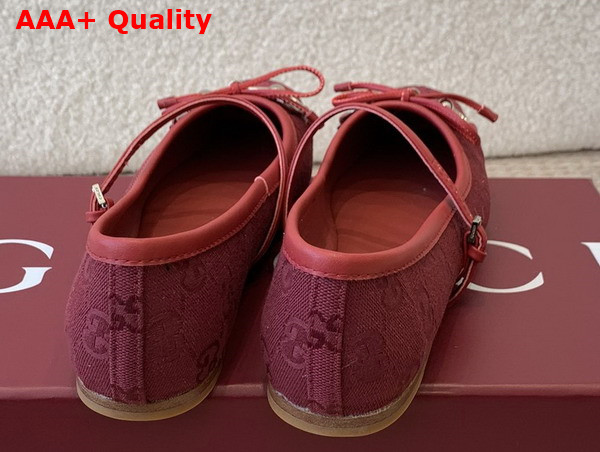 Gucci Womens Gucci Horsebit Ballet Flat in Gucci Rosso Ancora Red Original GG Canvas 821220 Replica