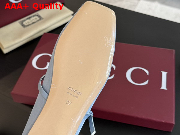 Gucci Womens Gucci Horsebit Ballet Flat in Light Blue Stain 814321 Replica