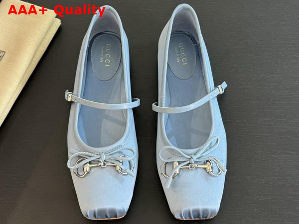 Gucci Womens Gucci Horsebit Ballet Flat in Light Blue Stain 814321 Replica