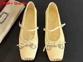 Gucci Womens Gucci Horsebit Ballet Flat in Light Yellow Stain 814321 Replica