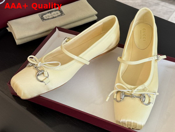 Gucci Womens Gucci Horsebit Ballet Flat in Light Yellow Stain 814321 Replica