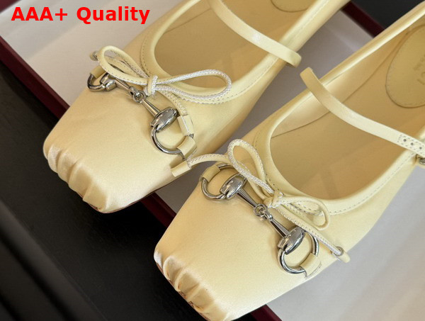 Gucci Womens Gucci Horsebit Ballet Flat in Light Yellow Stain 814321 Replica