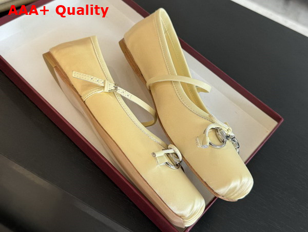 Gucci Womens Gucci Horsebit Ballet Flat in Light Yellow Stain 814321 Replica