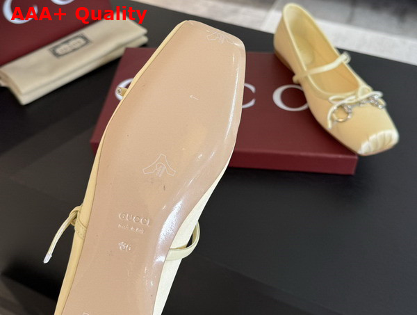 Gucci Womens Gucci Horsebit Ballet Flat in Light Yellow Stain 814321 Replica