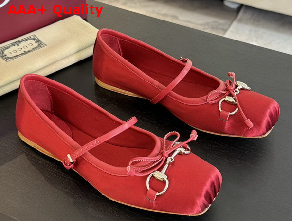 Gucci Womens Gucci Horsebit Ballet Flat in Red Stain 814321 Replica