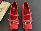 Gucci Womens Gucci Horsebit Ballet Flat in Red Stain 814321 Replica