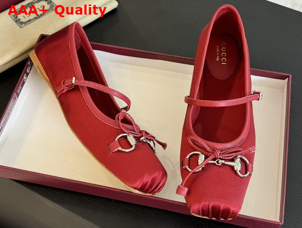 Gucci Womens Gucci Horsebit Ballet Flat in Red Stain 814321 Replica