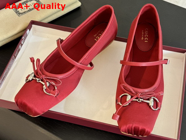 Gucci Womens Gucci Horsebit Ballet Flat in Red Stain 814321 Replica